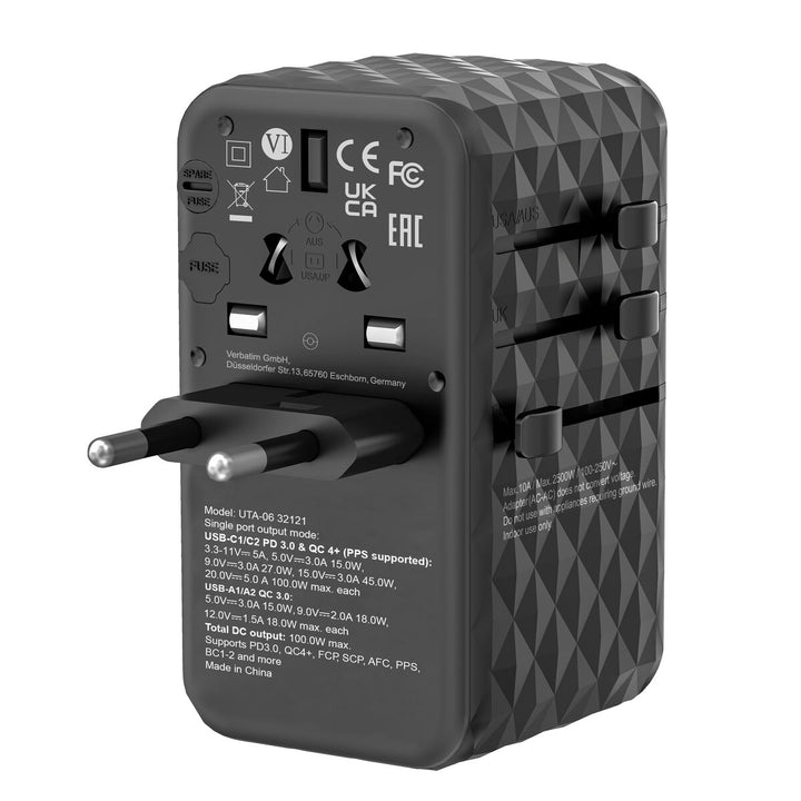 Adaptor Verbatim Black Grey 100 W-1