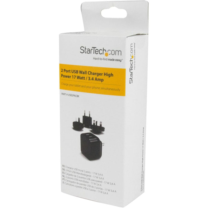 Wall Charger Startech USB2PACBK            Black-1