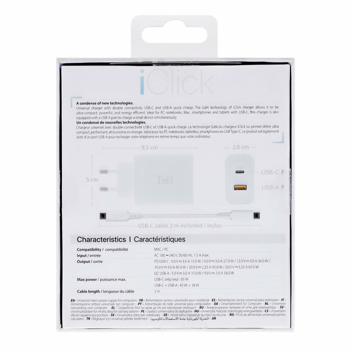 Wall Charger + USB-C Cable T'NB CHNBTINY65 65 W-1