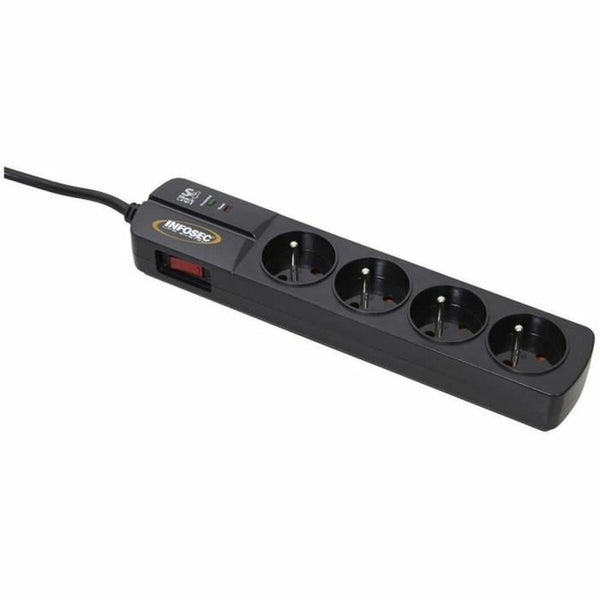 4-socket plugboard with power switch INFOSEC S4 Black Line II Black-0