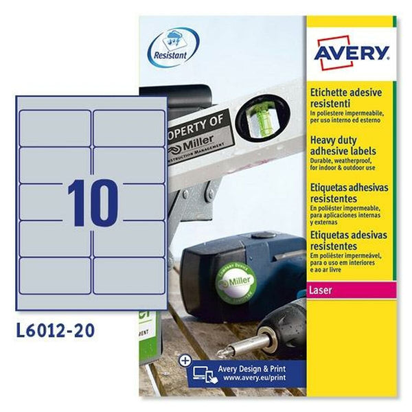Adhesives/Labels Avery 20 Sheets 96 x 50,8 mm Silver-0