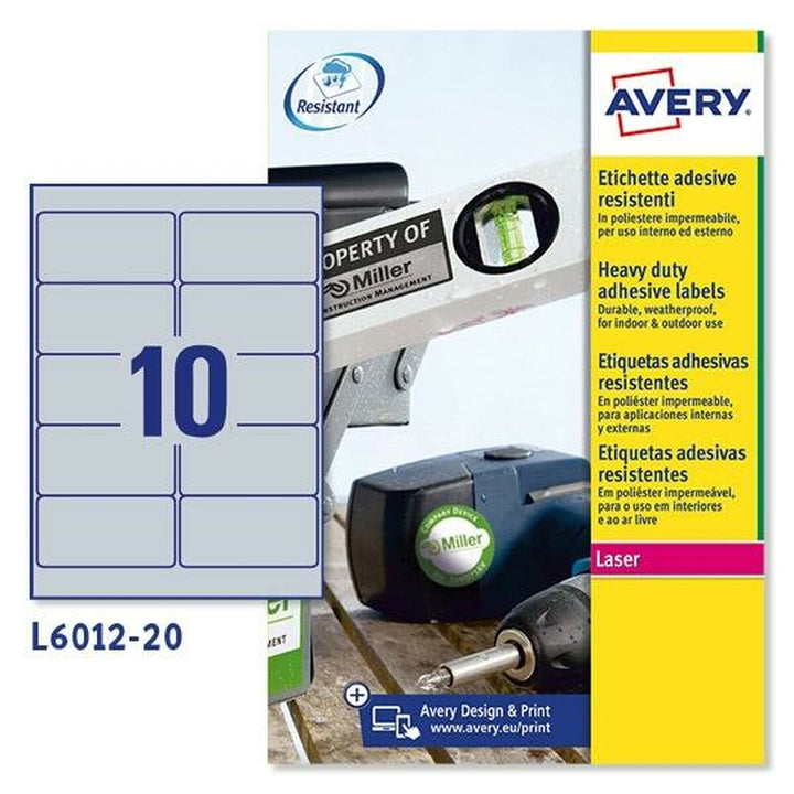 Adhesives/Labels Avery 20 Sheets 96 x 50,8 mm Silver-0