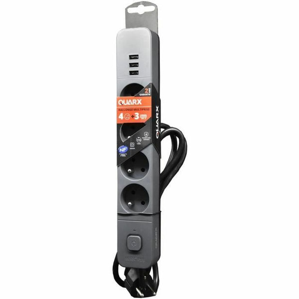 4-socket plugboard with power switch QUARX (3 m)-0