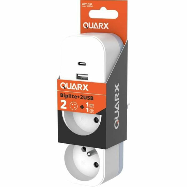 2-socket plugboard with power switch QUARX 3680 W-0