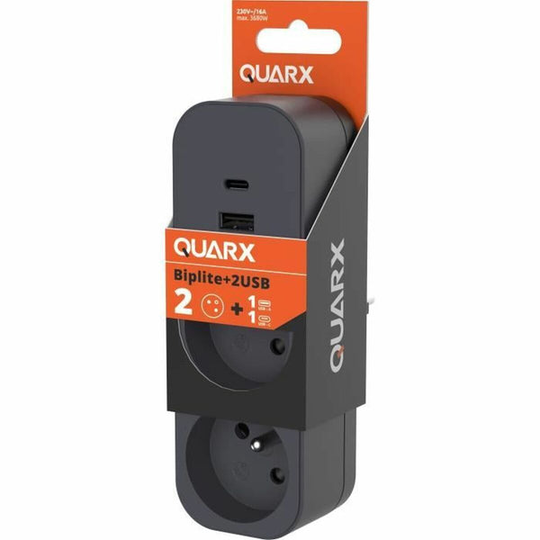 2-socket plugboard with power switch QUARX 3680 W-0