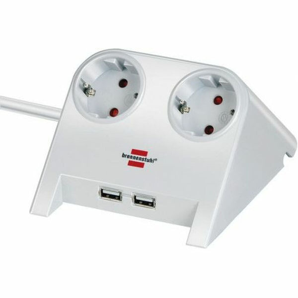 2-socket plugboard without power switch Brennenstuhl 1153520222 3600 W USB x 2 Tablecloth (1,8 m)-0