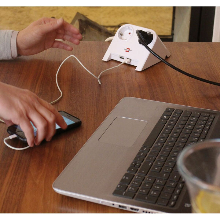2-socket plugboard without power switch Brennenstuhl 1153520222 3600 W USB x 2 Tablecloth (1,8 m)-4
