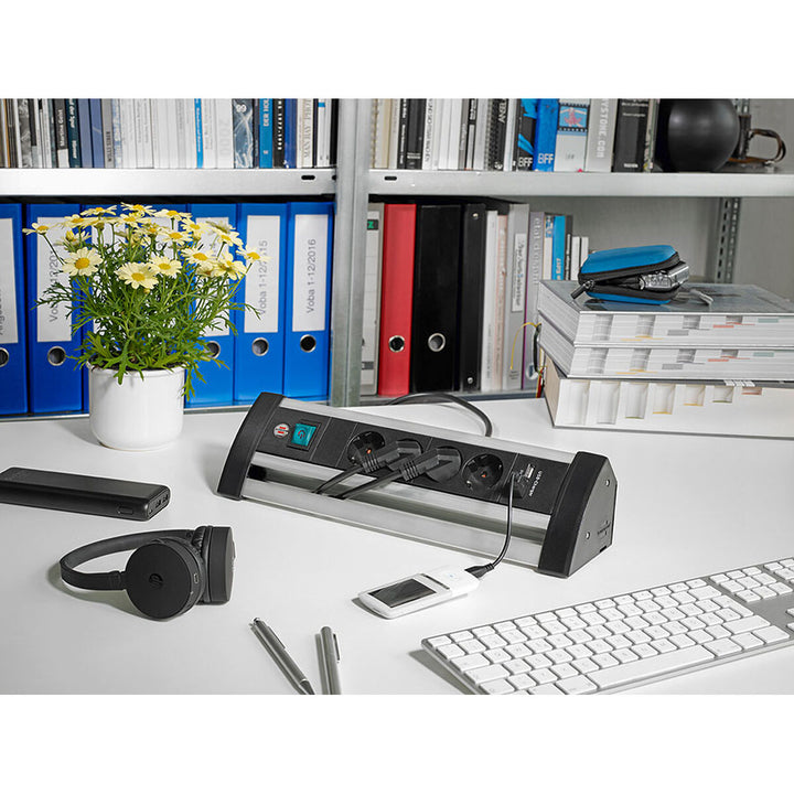 4-socket plugboard with power switch Brennenstuhl Alu-Office-Line 3600 W USB x 2 (1,8 m)-2