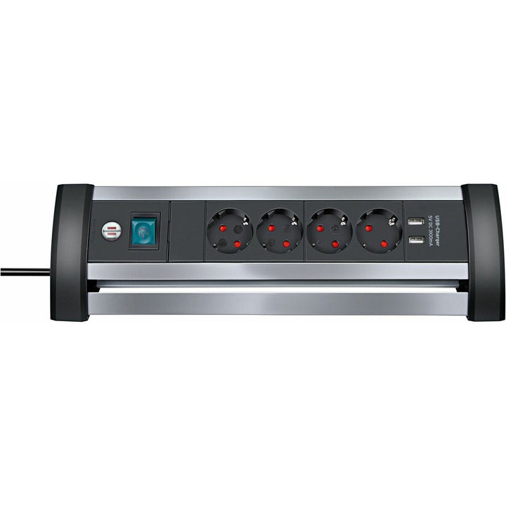 4-socket plugboard with power switch Brennenstuhl Alu-Office-Line 3600 W USB x 2 (1,8 m)-6