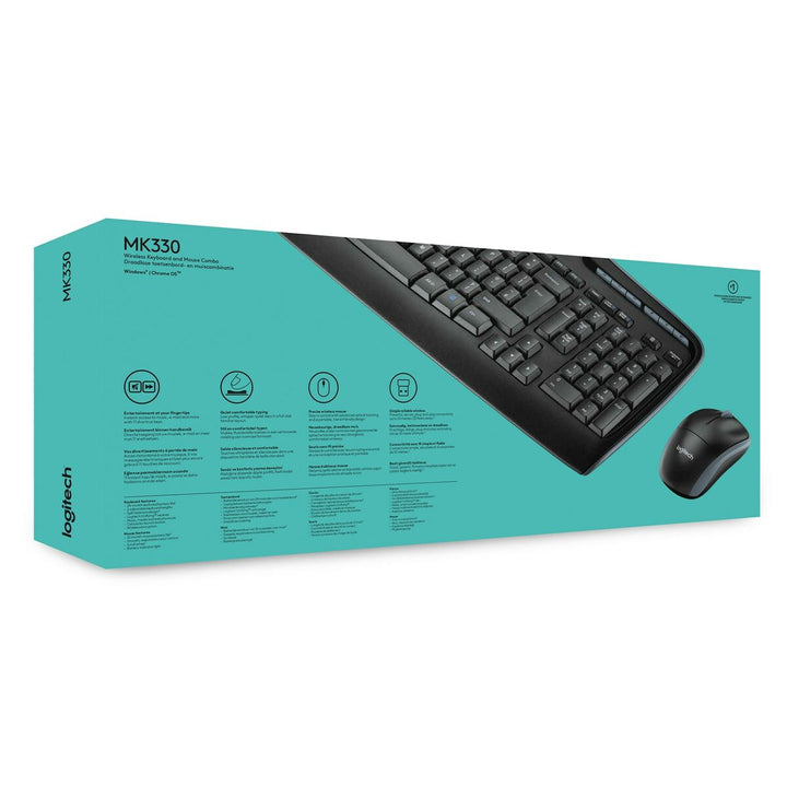 Keyboard and Mouse Logitech Wireless Combo MK330 Black Qwerty US-1