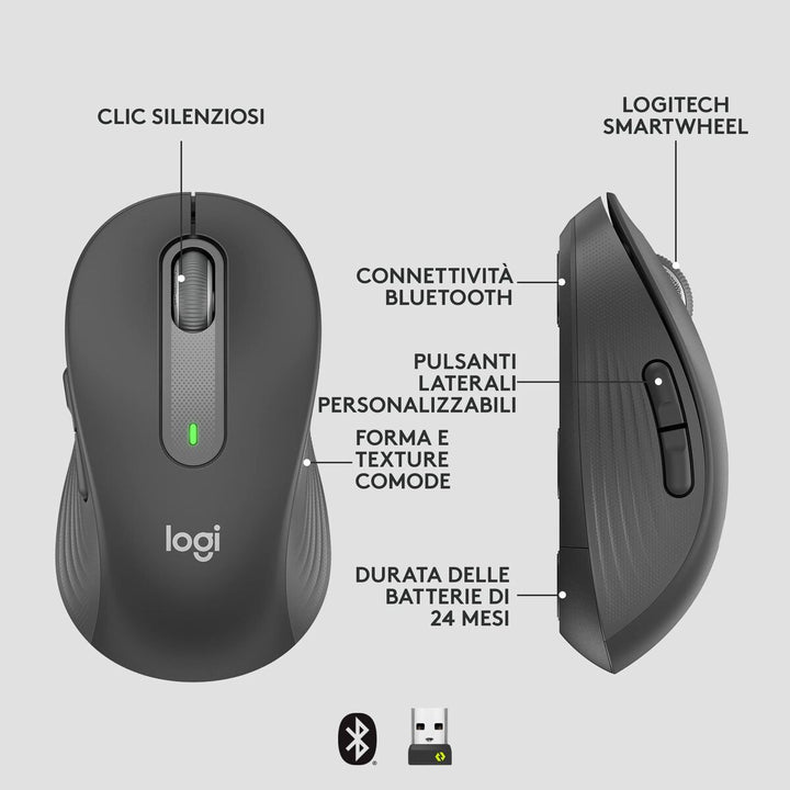 Wireless Mouse Logitech Graphite Steel 4000 dpi-5