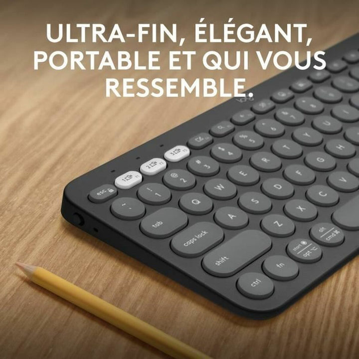 Bluetooth Keyboard with Support for Tablet Logitech K380 French Grey Graphite Dark grey AZERTY-3