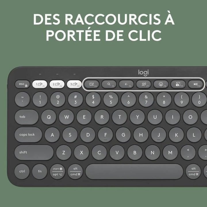 Bluetooth Keyboard with Support for Tablet Logitech K380 French Grey Graphite Dark grey AZERTY-1