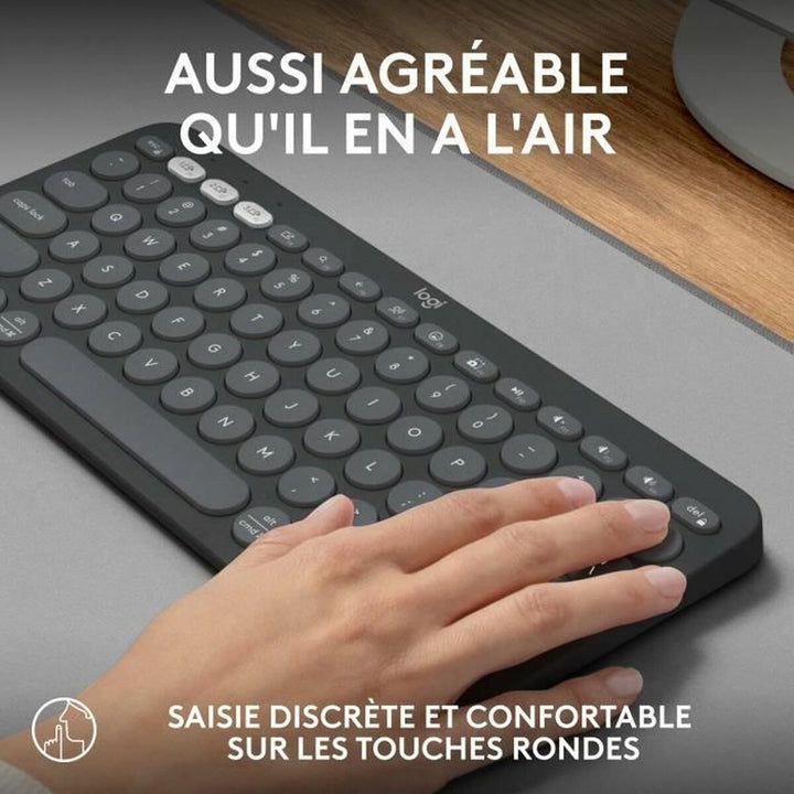 Bluetooth Keyboard with Support for Tablet Logitech K380 French Grey Graphite Dark grey AZERTY-5