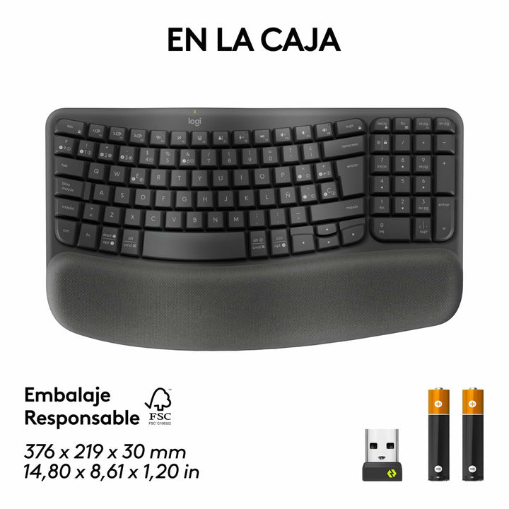 Keyboard and Mouse Logitech Graphite Steel Spanish Qwerty-8