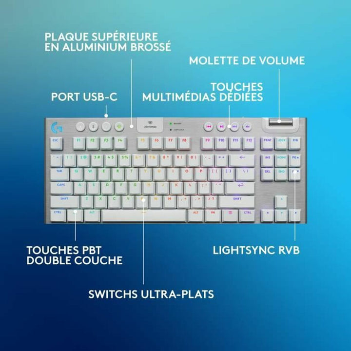 Keyboard Logitech G915 X White French AZERTY-1