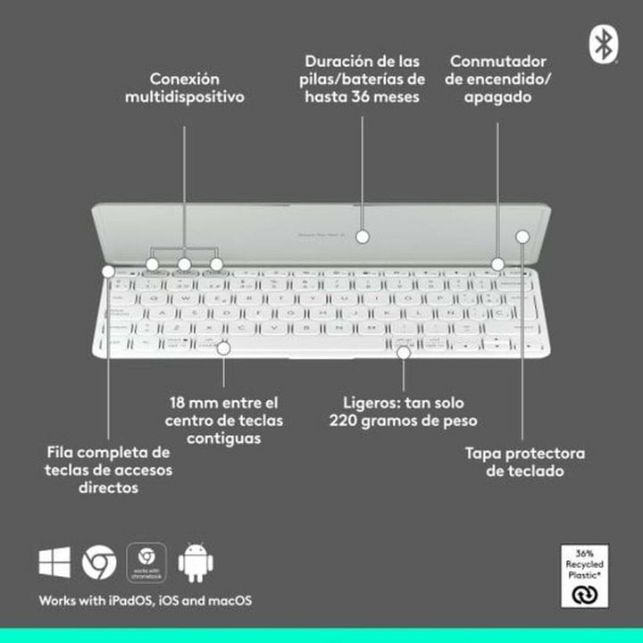 Keyboard Logitech 920-012974 White Grey QWERTY-5