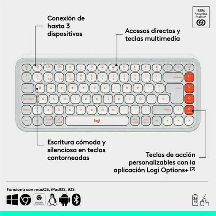 Keyboard Logitech 920-013069 White-17