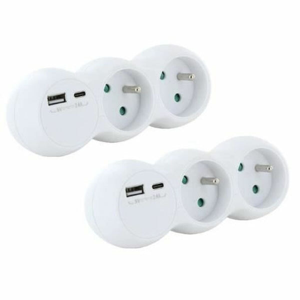 2-socket plugboard with power switch Chacon 47002 3680 W-0