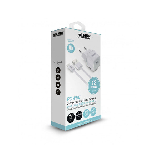 Wall Charger + USB-C Cable Urban Factory PSC25UF White 12 W-0