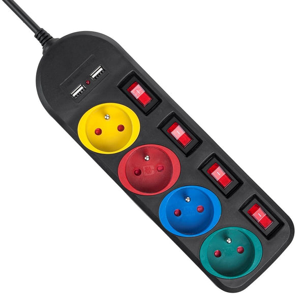 4-socket plugboard with power switch MacLean MCE229B (1,5 m)-0