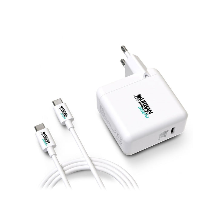 Wall Charger + USB C Cable Urban Factory GSC65UF White-1
