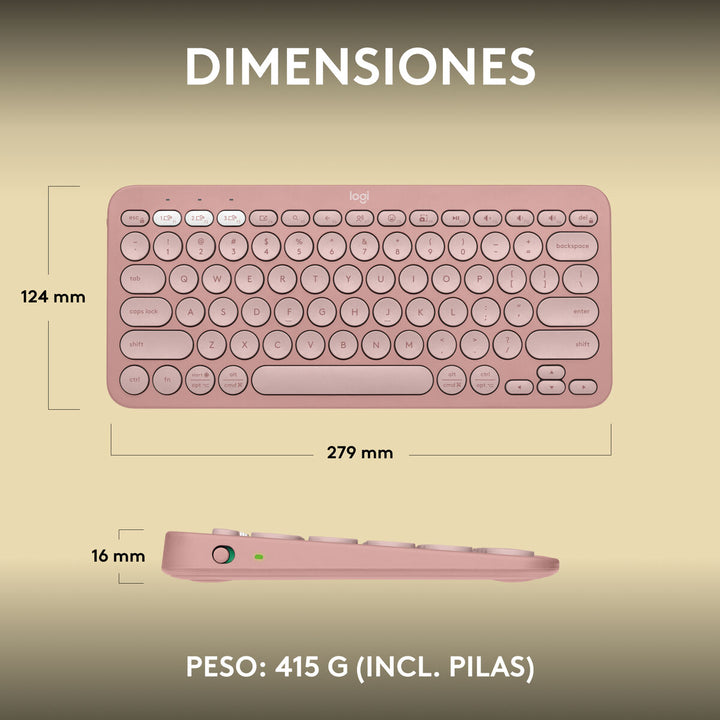 Wireless Keyboard Logitech K380s Pink Spanish Qwerty-4