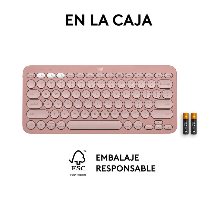 Wireless Keyboard Logitech K380s Pink Spanish Qwerty-6
