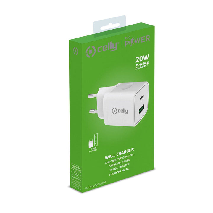 Wall Charger 2-in-1 Celly White 20 W-2