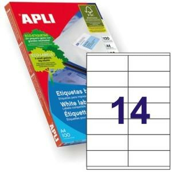 Adhesive labels Apli 1275 100 Sheets 105 X 40 mm White-0