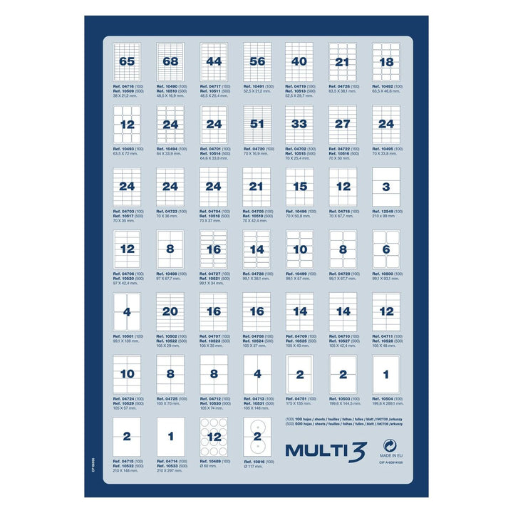 Adhesive labels MULTI 3 White Upright 500 Sheets 105 x 29 mm-1