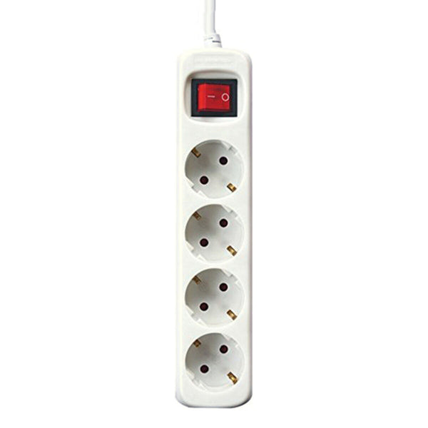 4-socket plugboard with power switch Silver Electronics White-0