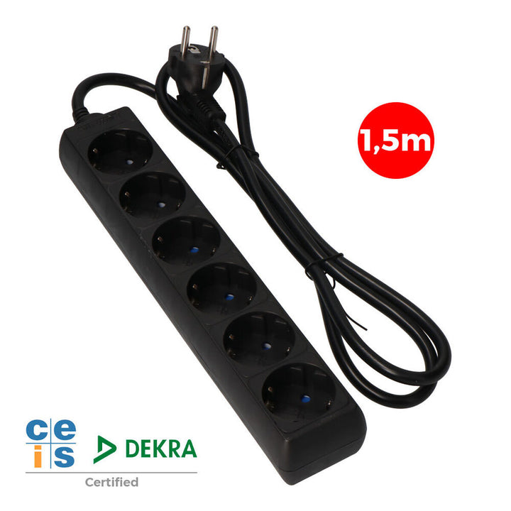6-socket plugboard without power switch EDM 41008 Schuko (1,5 m)-1