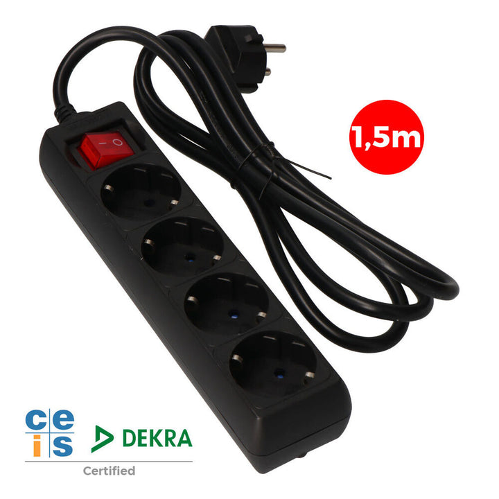 4-socket plugboard with power switch EDM 41013 Schuko (1,5 m)-1