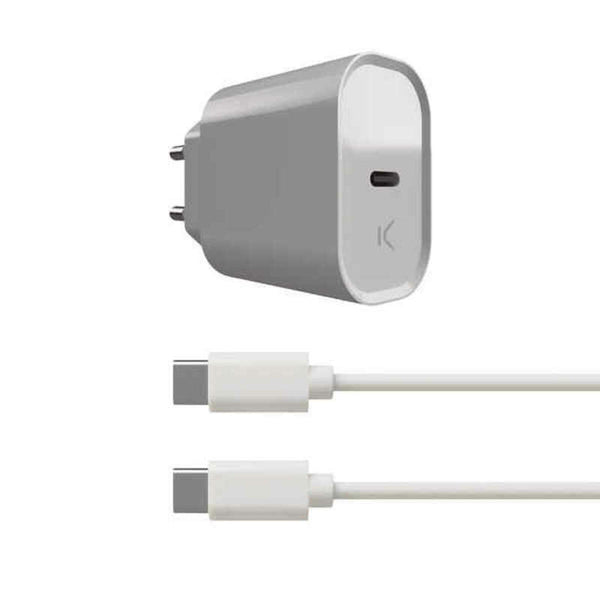 Wall Charger + USB C Cable KSIX White 20W-0