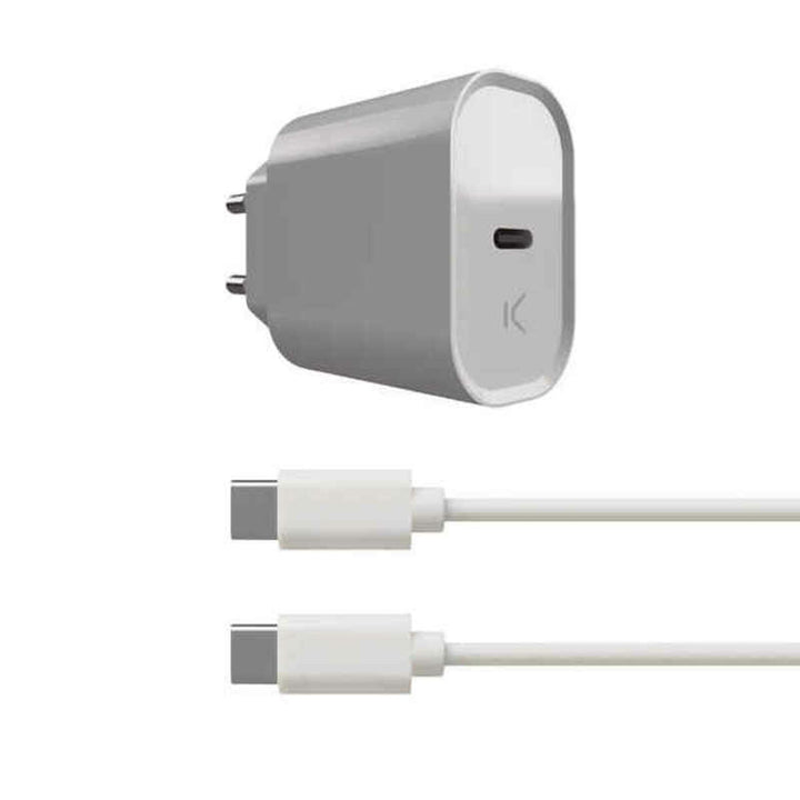 Wall Charger + USB C Cable KSIX White 20W-0