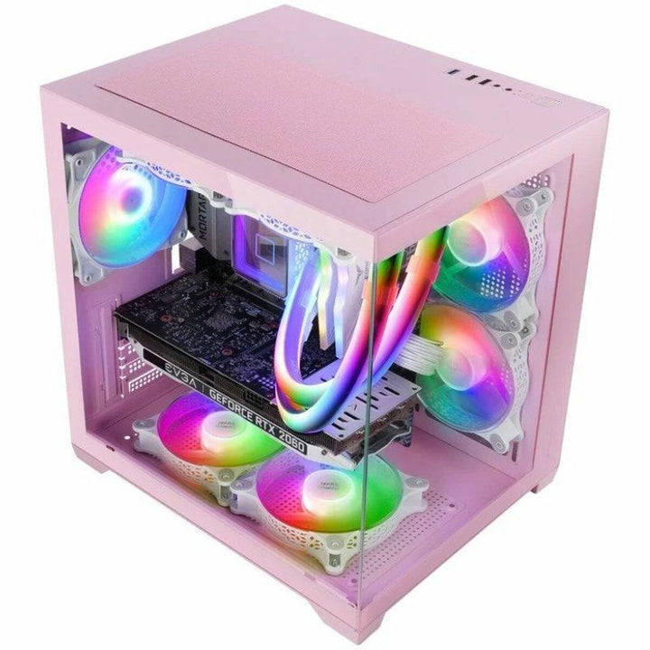 ATX Mini-tower Box Case Mars Gaming MCVIEW2P Pink-3