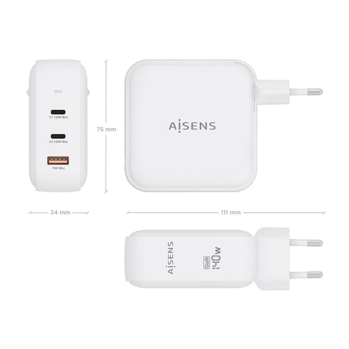 Wall Charger Aisens ASCH-140W3P030-W White 140 W (1 Unit)-2