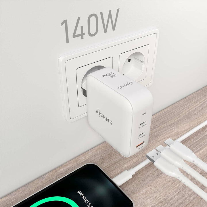 Wall Charger Aisens ASCH-140W3P030-W White 140 W (1 Unit)-1