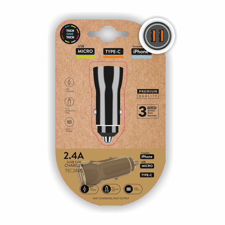 Car Charger Tech One Tech TEC2802 Double USB-C Micro USB-0