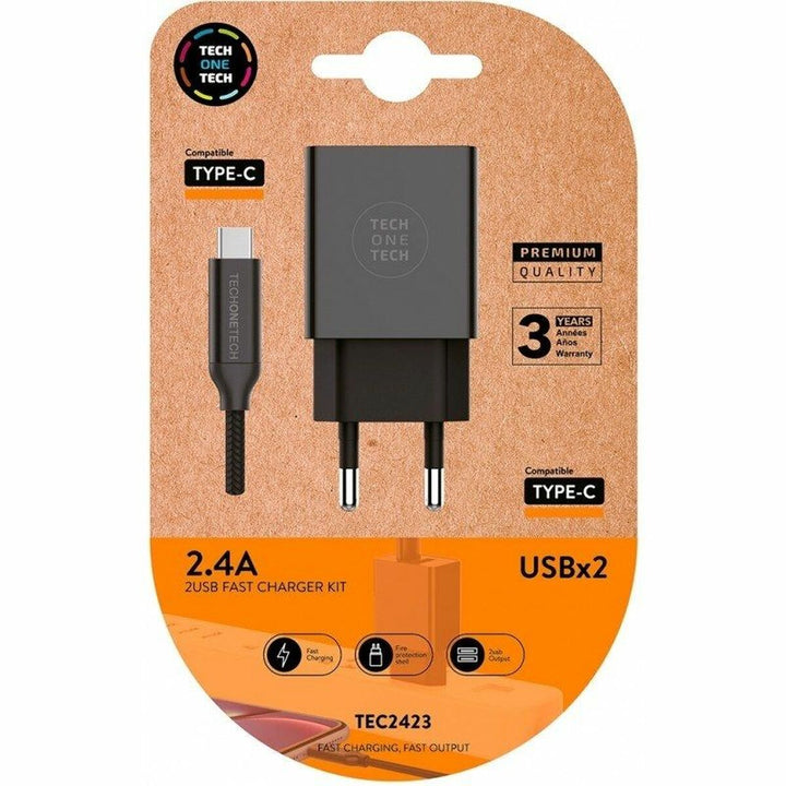 Wall Charger Tech One Tech TEC2423 Black-0