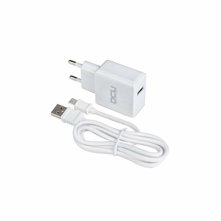 Wall Charger + USB A to USB C Cable DCU 66826 White (1 m)-0