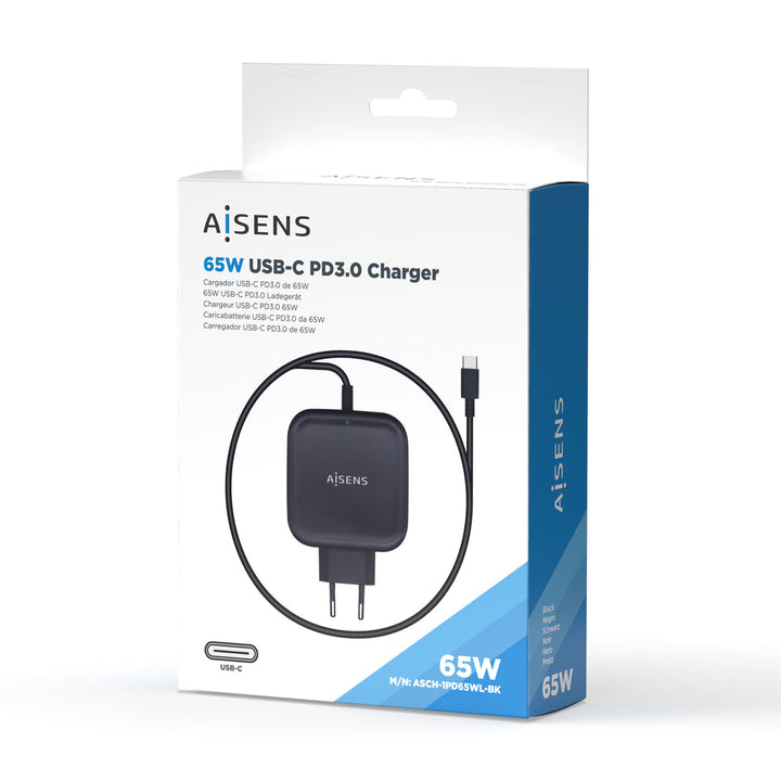 Wall Charger Aisens ASCH-1PD65WL-BK Black 65 W (1 Unit)-1