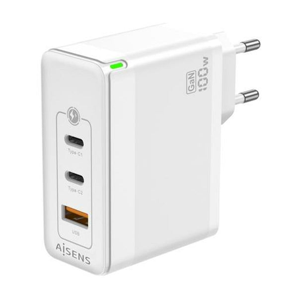 Wall Charger Aisens ASCH-100W3P008-W White 100 W (1 Unit)-0