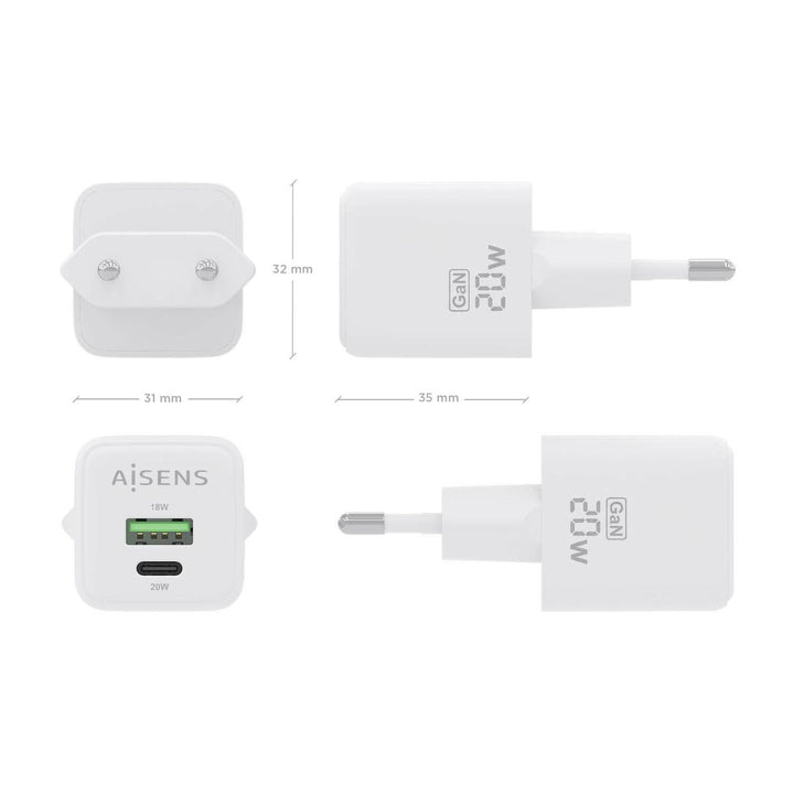 Wall Charger Aisens ASCH-20W2P010-W White 20 W (1 Unit)-2