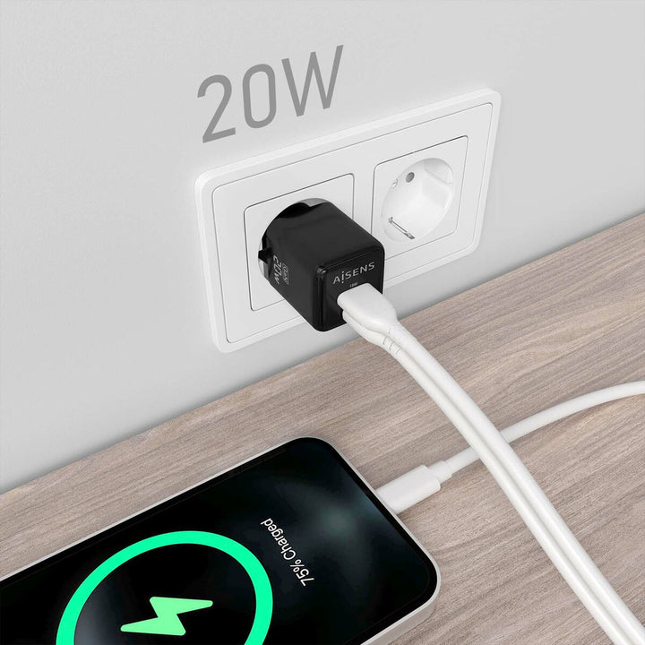 Wall Charger Aisens ASCH-20W2P011-BK 20 W Black (1 Unit)-1