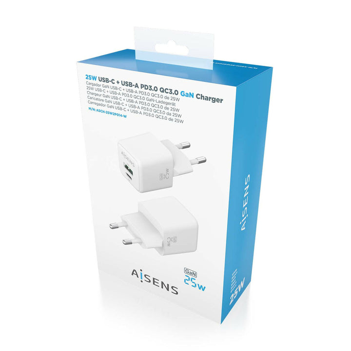 Wall Charger Aisens ASCH-25W2P014-W White 25 W (1 Unit)-1