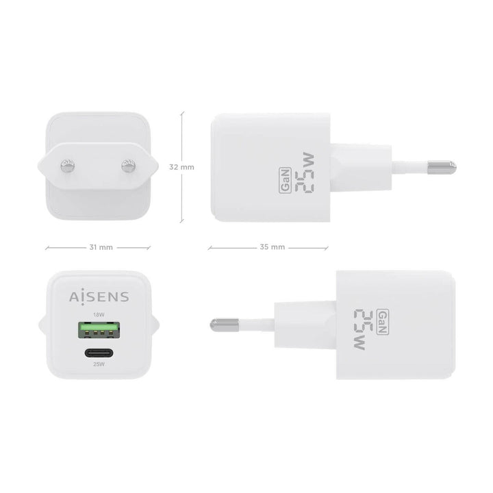 Wall Charger Aisens ASCH-25W2P014-W White 25 W (1 Unit)-3
