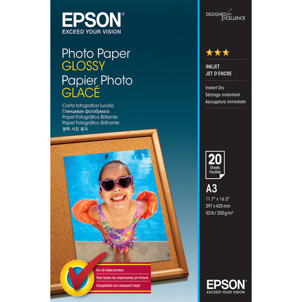 A3 Satin Photo Paper (20 sheets) Epson C13S042536 A3 20 Sheets (1 Unit)-0