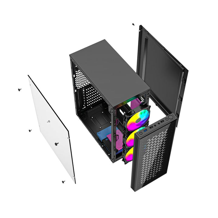 ATX Semi-tower Box GEMBIRD CCC-FC-500 Black Multicolour-1
